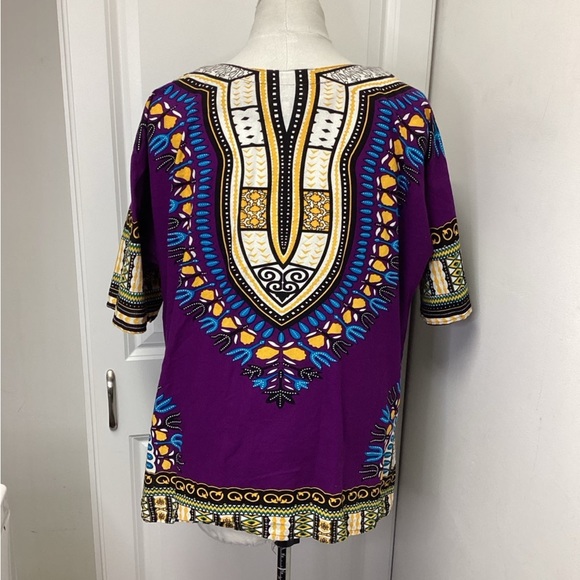 IT Girl Women’s Ethnic Traditional African Print Dashshiki Top, Purple, size M - Picture 12 of 12